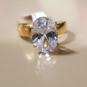 yellow tone custom oval cz ring